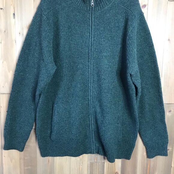 Pendleton Mens Green 100% Shetland Wool Full Zip Sweater Size XL - Picture 5 of 16